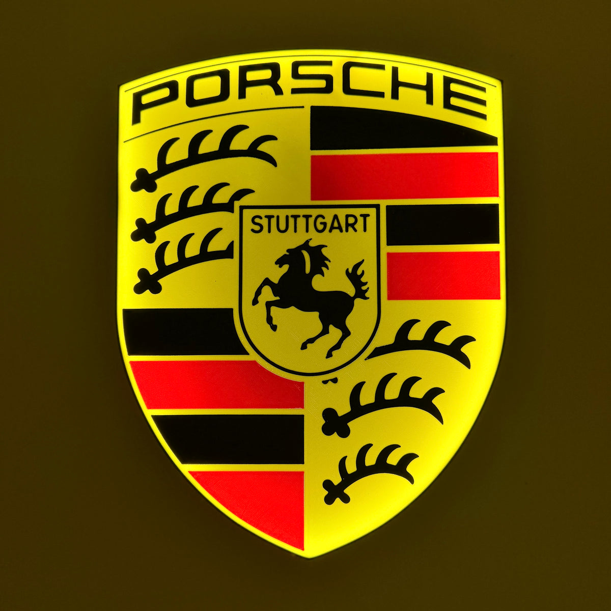 LED-Lampe im Porsche-Design, stilisierte Silhouette eines Sportwagens