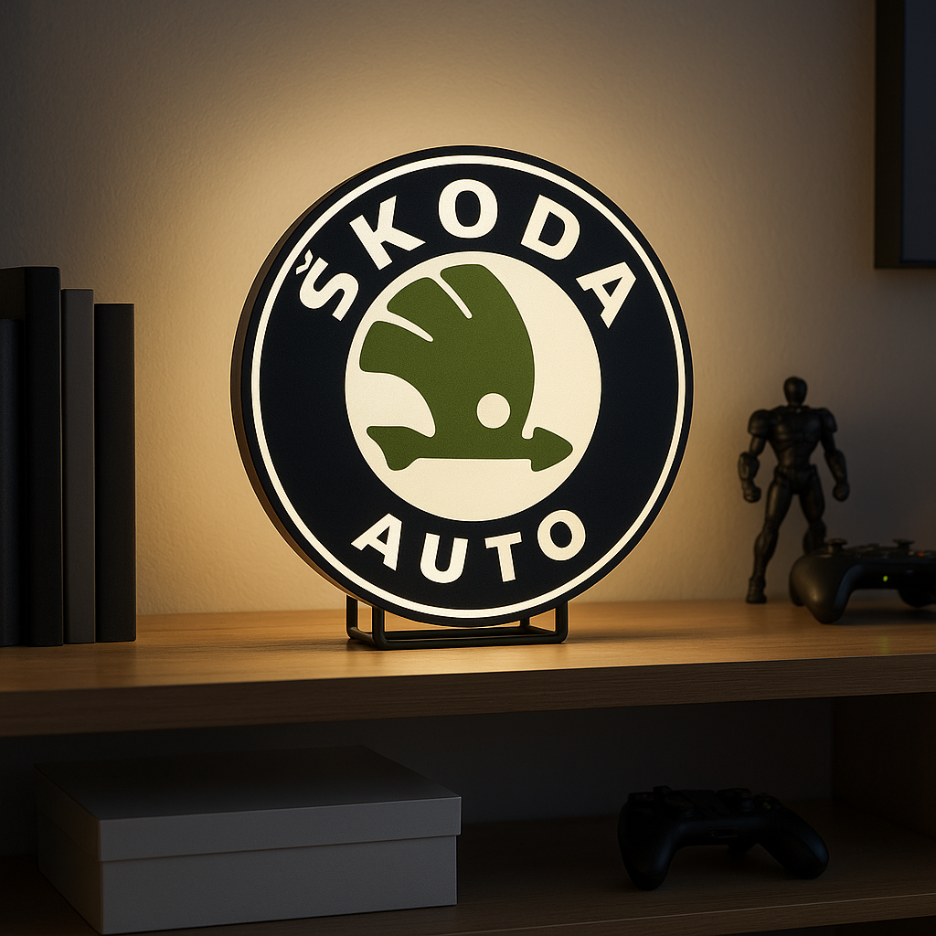 LED Leuchtschild Skoda Logo für Garage und Wohnbereich