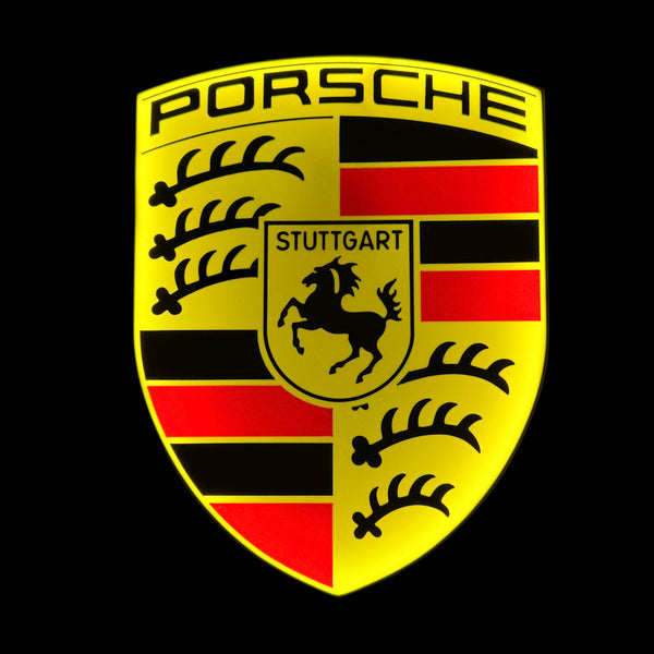 LED-Leuchte mit stilisierter Porsche-Autosilhouette