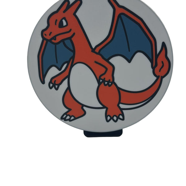 Glurak LED-Leuchtschild an der Wand in leuchtendem Orange