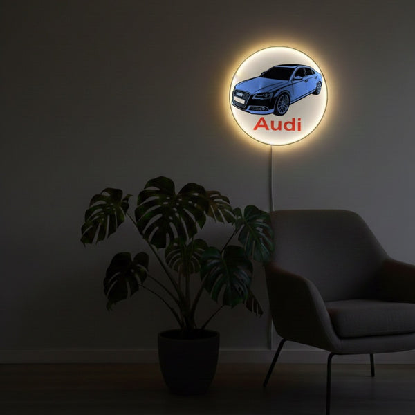 Runde Audi LED-Lampe, 23 cm, Auto-Motiv, 3D-gedruckt