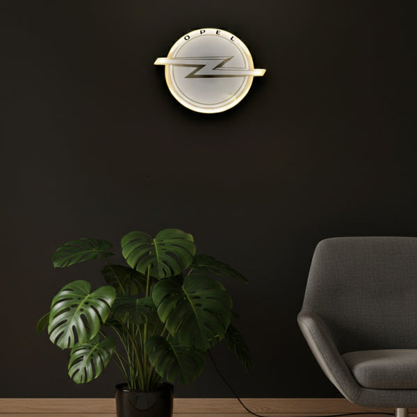 Opel LED-Lampe rund, 33 cm Größe, beleuchtetes Logo